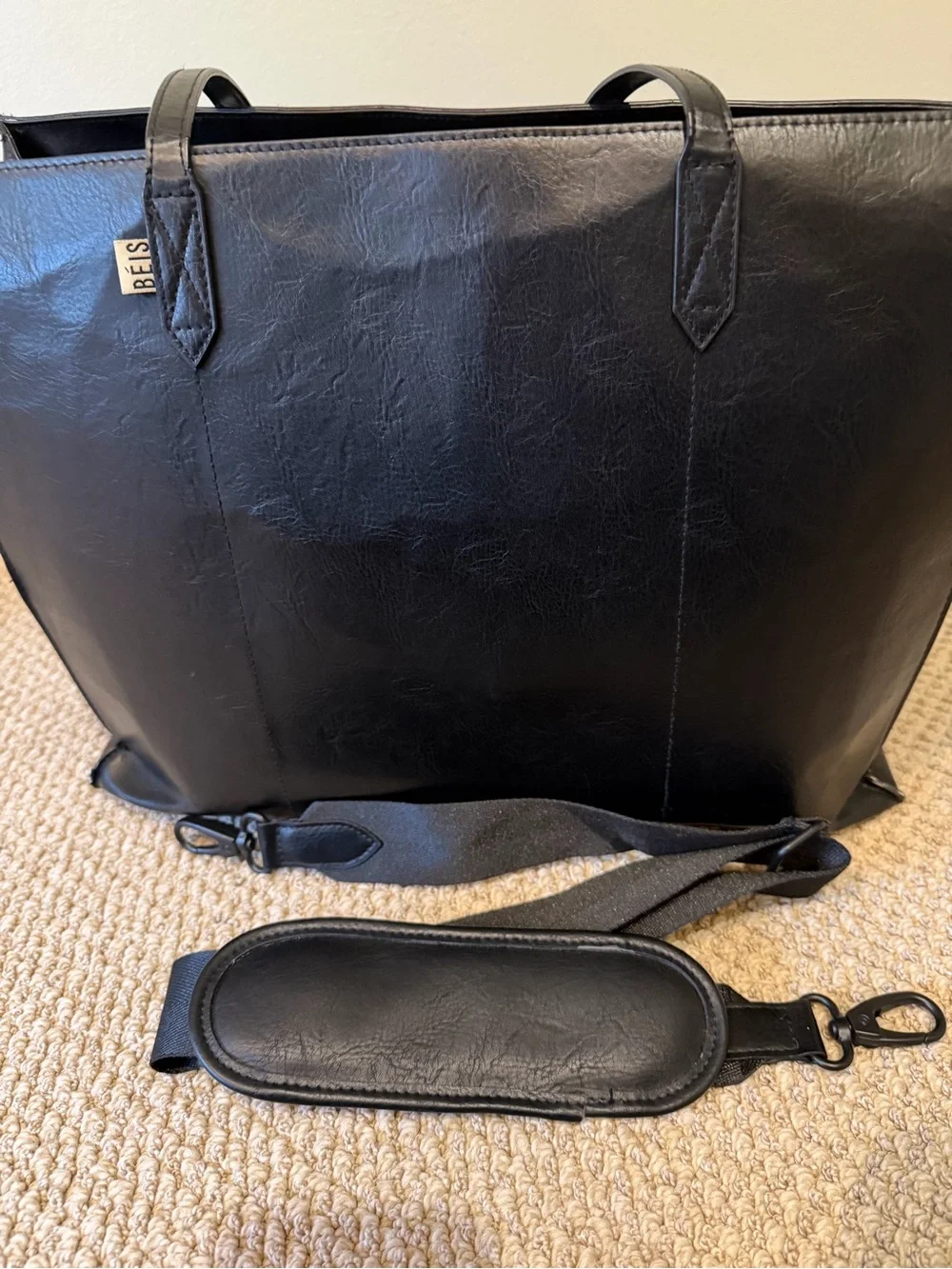 BEIS Black Work Tote Removable Shoulder Strap